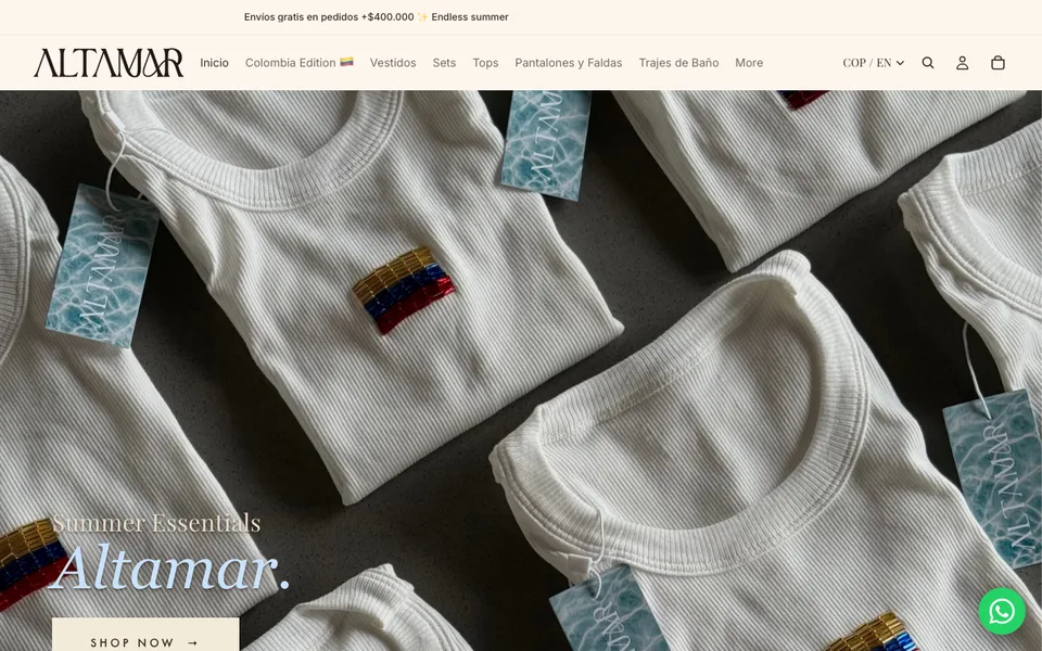 Screenshot of altamarclothing.com